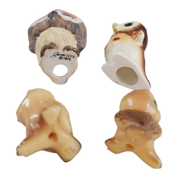 Vintage Mini Owl Figurine Lot of 4 – Ceramic Owls, 1975 George Good + Unmarked - Picture 5 of 6